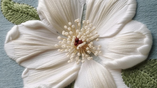 haft ręczny na tkaninie